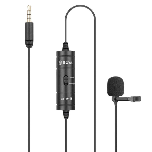 BOYA Wired lavalier microphone for smartphones, 3.5 TRRS cameras - black