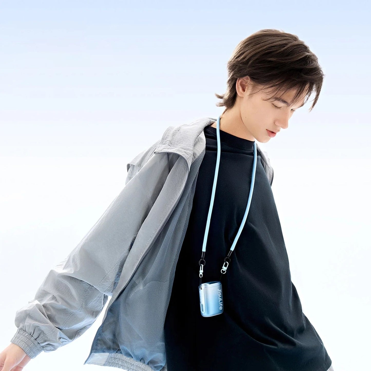 Jisulife Portable mini fan with lanyard 4500mAh - blue – image 4