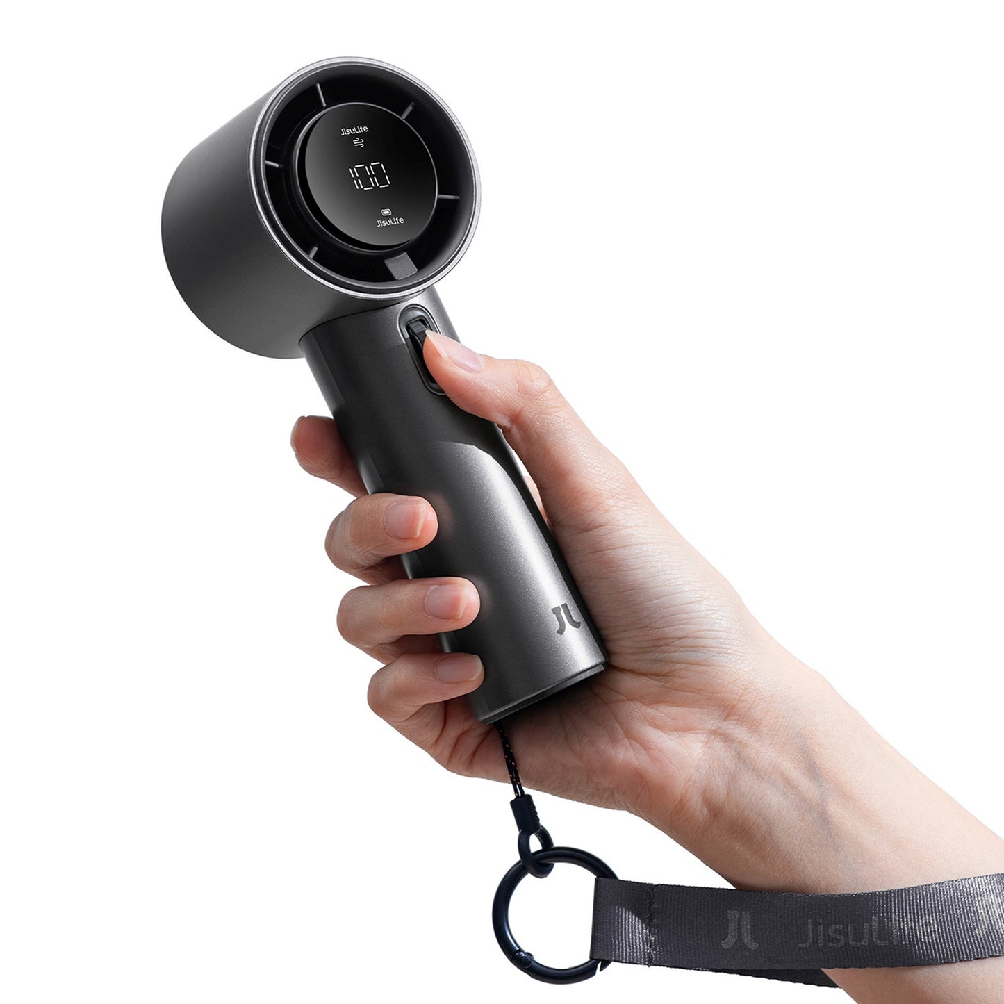 Jisulife Mini portable metal fan blower 5000mAh USB-C LED - dark gray – image 2