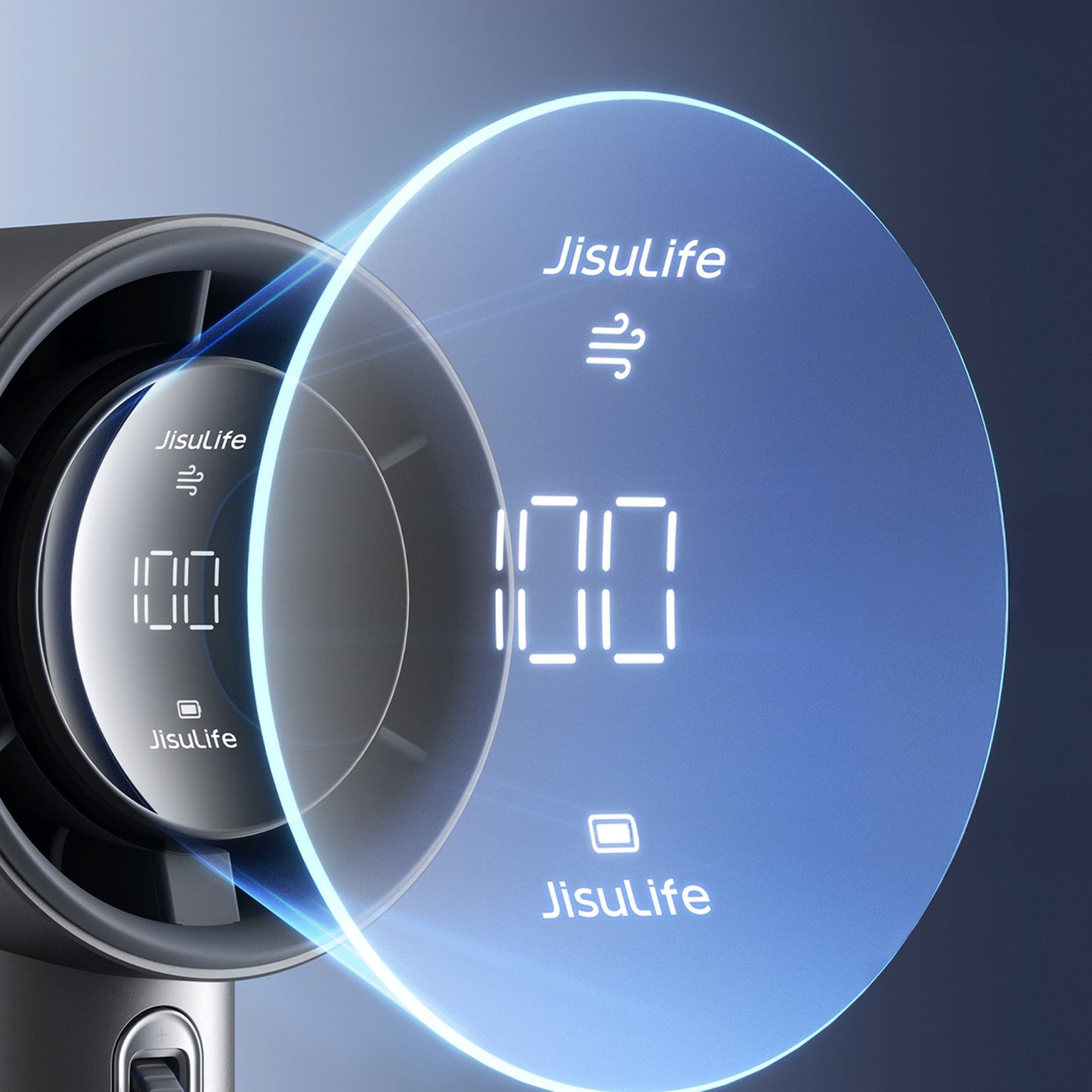 Jisulife Mini portable metal fan blower 5000mAh USB-C LED - dark gray – image 7