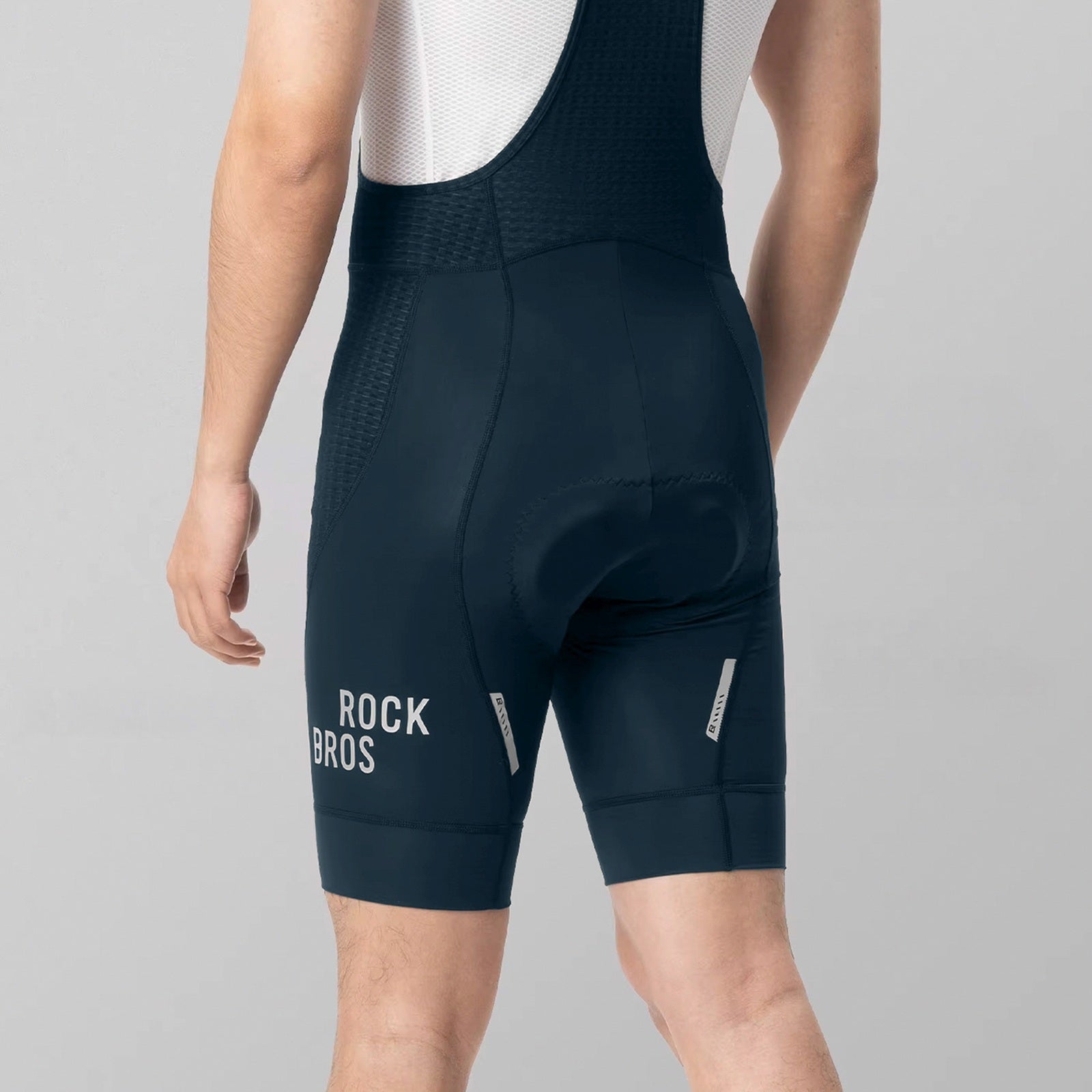 ROCKBROS Men's short cycling shorts with suspenders and insert, Size L - dark blue – image 5