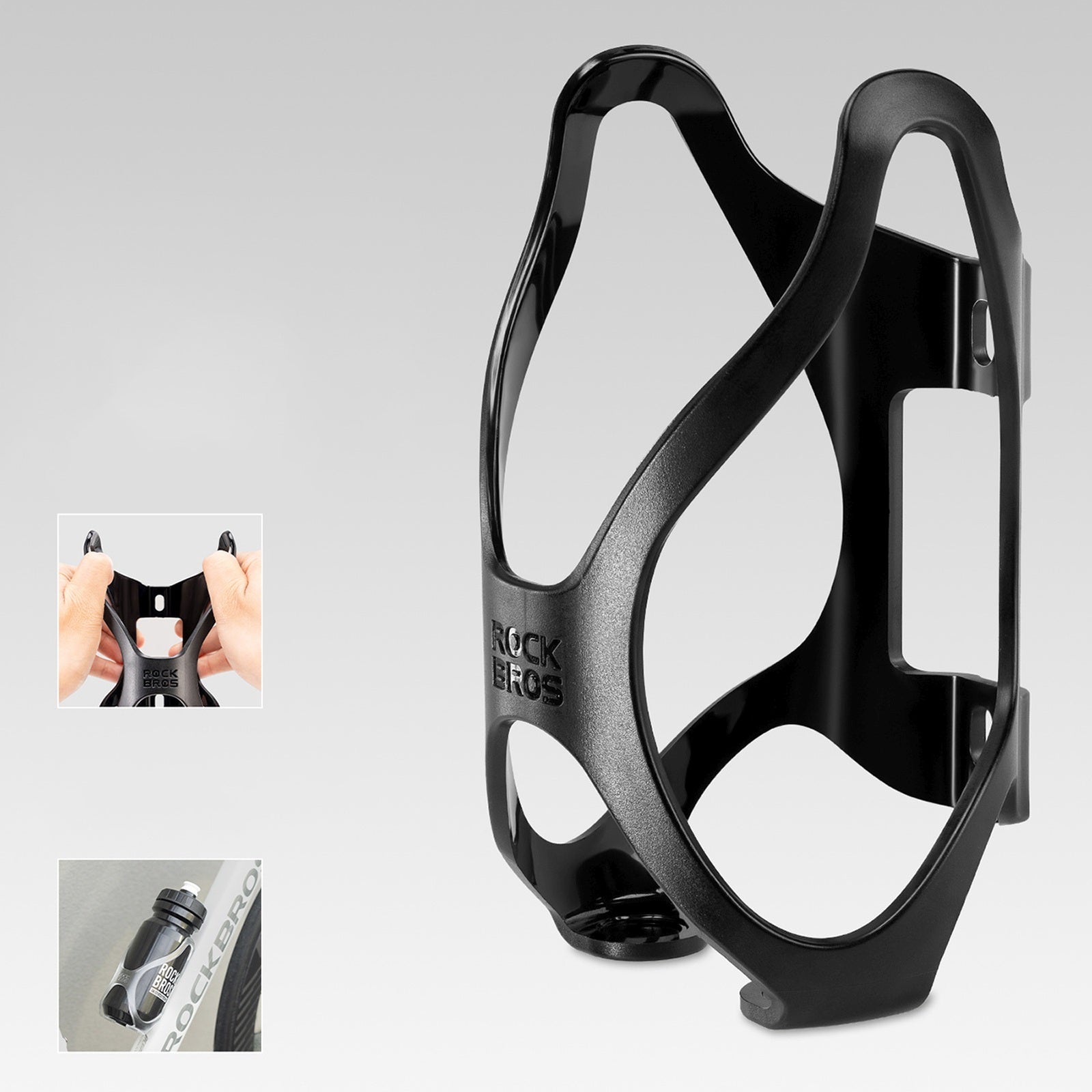 ROCKBROS Plastic bicycle basket holder for water bottle - black – image 3