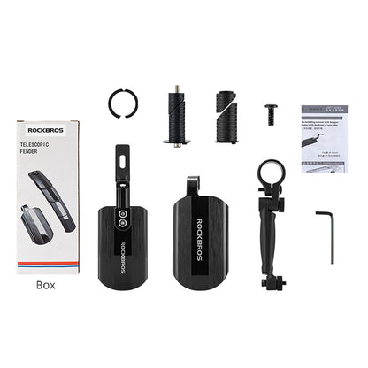ROCKBROS Set of foldable, telescopic bicycle fenders - black – image 3