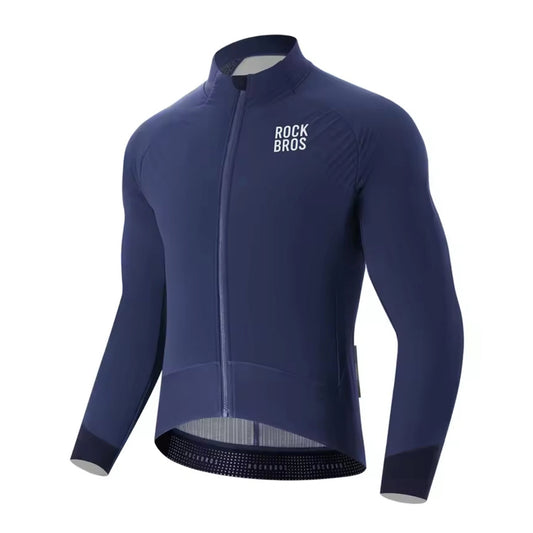 ROCKBROS Double-layer fleece winter cycling jacket, size XXL - blue