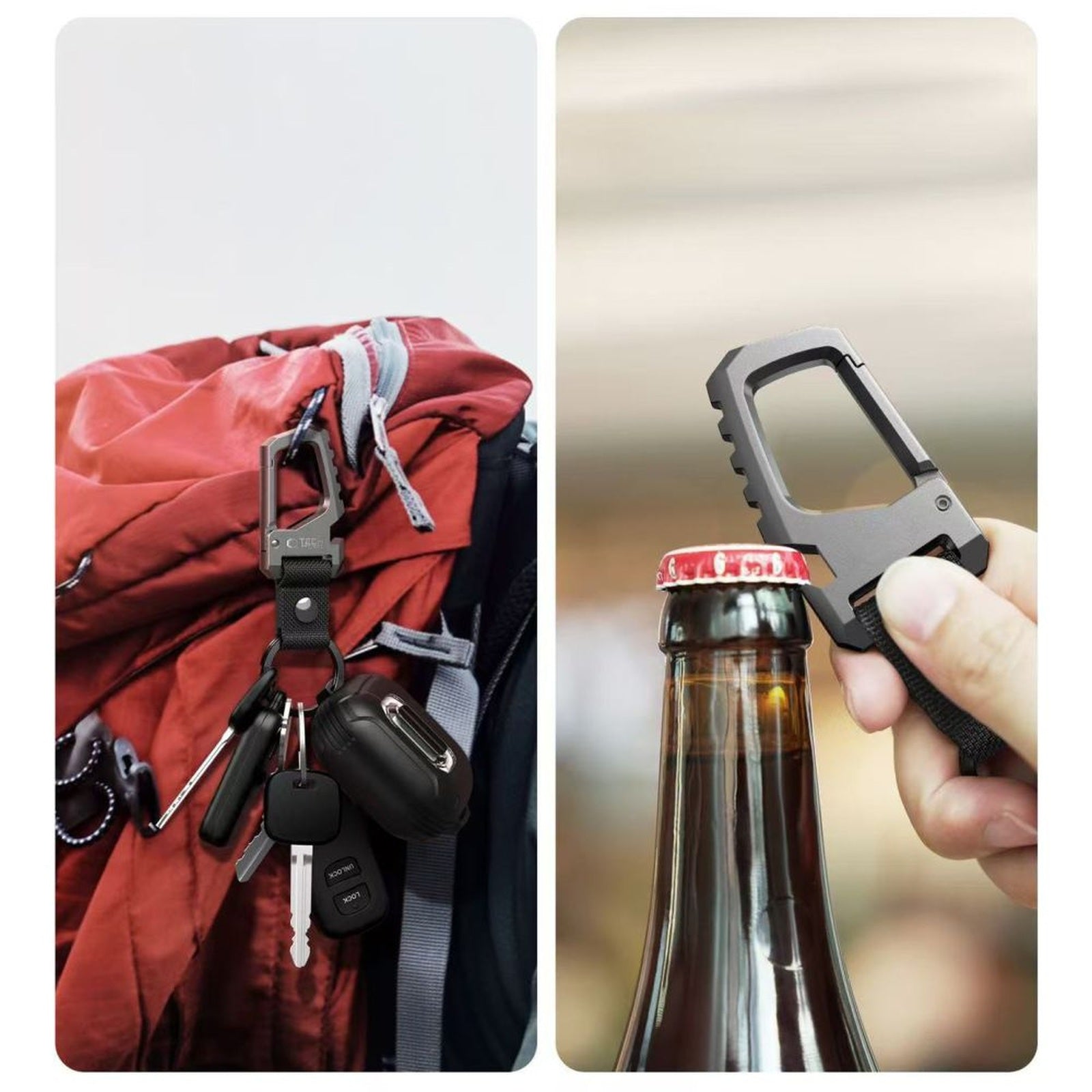 Tech-Protect Keychain with carabiner and bottle opener - black and gray – image 4