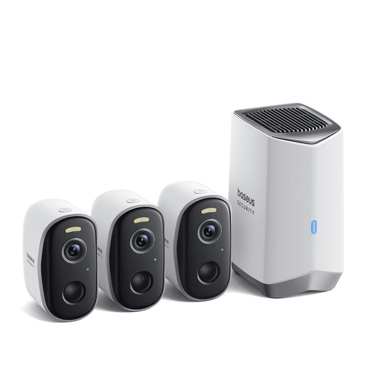 BASEUS Outdoor surveillance kit 3 cameras base station 2K 16GB 7800mAh - white