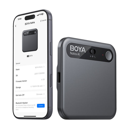 BOYA Voice recorder with AI transcription 64GB 610mAh - black