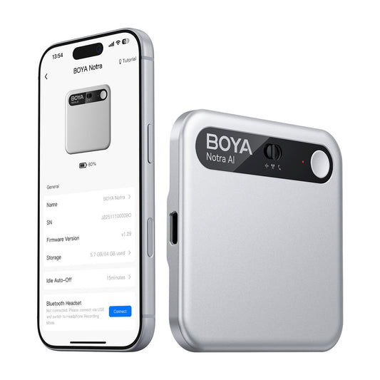 BOYA Voice recorder with AI transcription 64GB 610mAh - silver