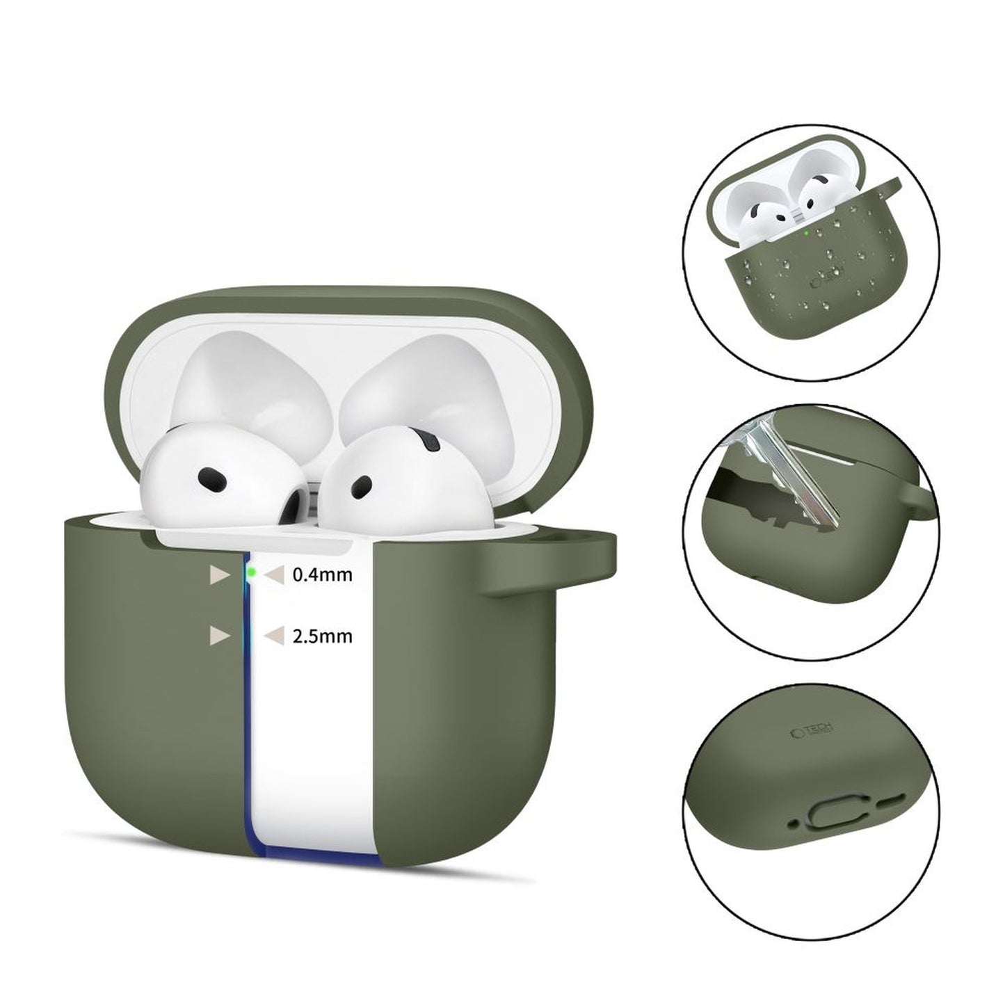 Tech-Protect Case cover for Apple AirPods 4 Silicone Hook - green – image 2