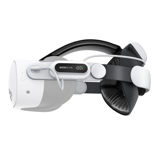 BOBOVR Head strap with battery for Meta Quest 3 and 3S goggles - white and black