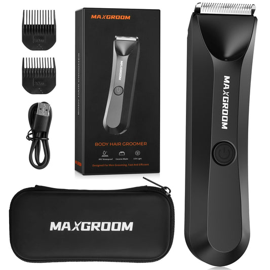MAXGROOM Multifunctional waterproof trimmer with LED light and 2 USB-C attachments - set