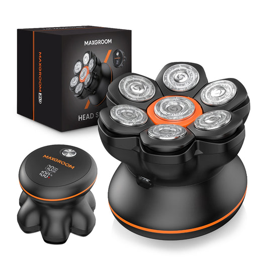 MAXGROOM Electric shaver for head and beard with 7 LED USB-C heads - black