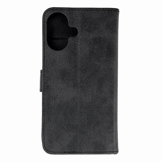 HURTEL iPhone 16 Leather Book Case - black