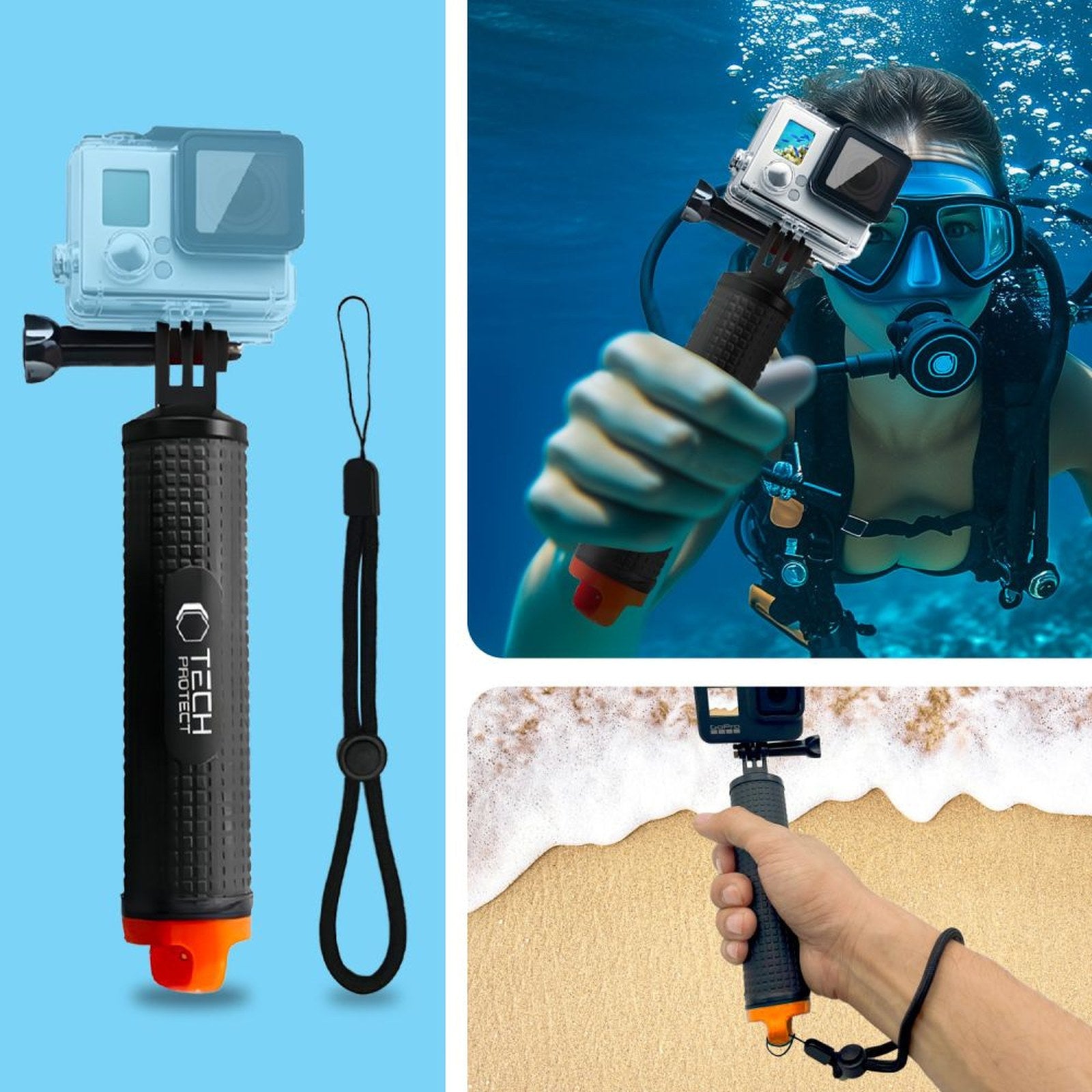 Tech-Protect Buoyancy holder for GoPro / DJI sports camera - black – image 3