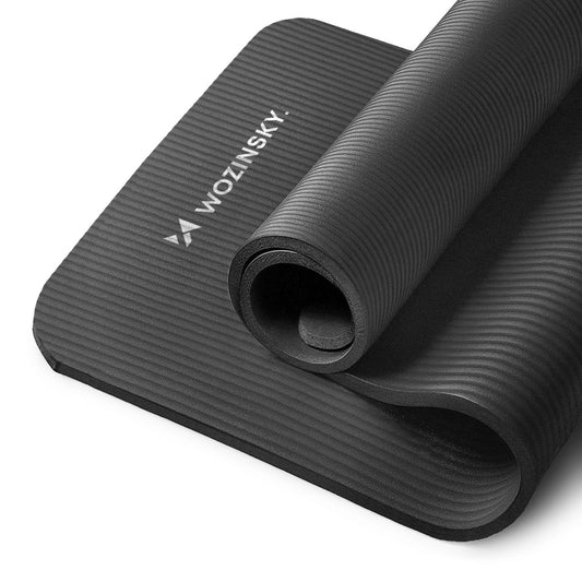 WOZINSKY Gymnastics mat for fitness yoga exercises, thick 183 x 61 x 1.5 cm - black