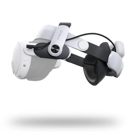 BOBOVR M3 Pro strain relief strap for Meta Quest 3 VR goggles with B2 battery - white and black