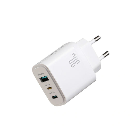JOYROOM USB-A USB-C USB-L JR-TG6 GaN 30W wall charger - white