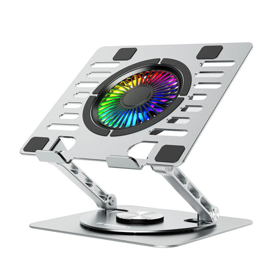 WOZINSKY Cooling stand with 360 rotation for laptop tablet RGB - silver