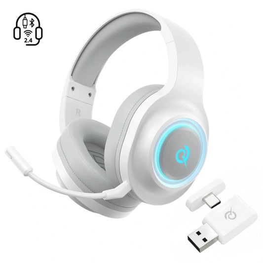 QCY Gaming headphones, 7.1 sound, detachable microphone, 3 connection modes - white