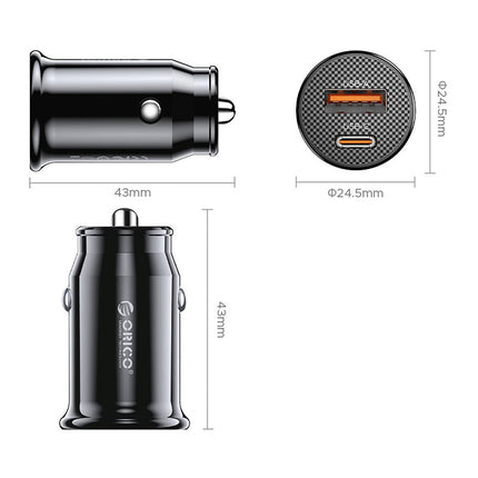 ORICO USB-C USB-A 30W car charger - black – image 2