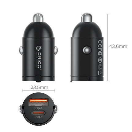 ORICO USB-A USB-C 30W car charger - black – image 2