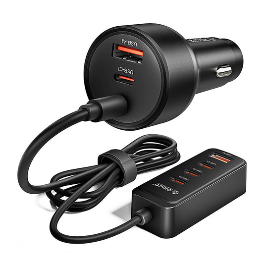 ORICO USB-A USB-C car charger with extension cable 108W - black