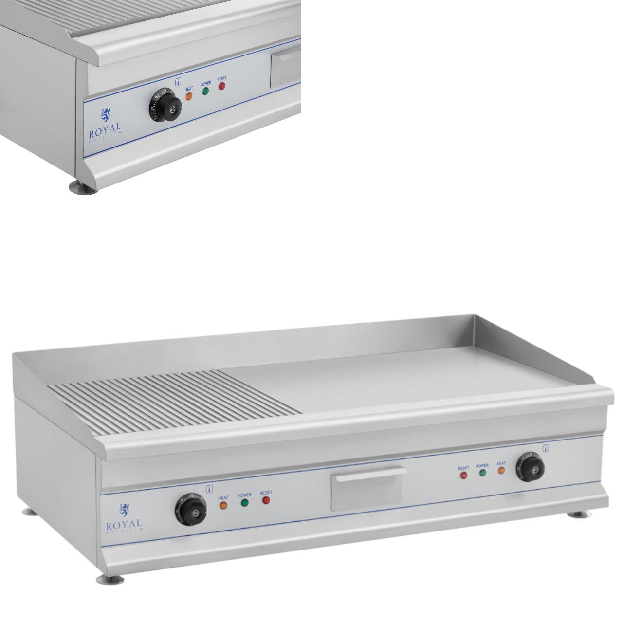 Royal Catering Electric grill 230V, double, large, grooved, 100 cm