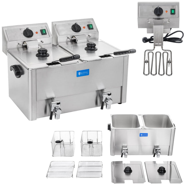 Double electric fryer with drain taps EGO 2x8L