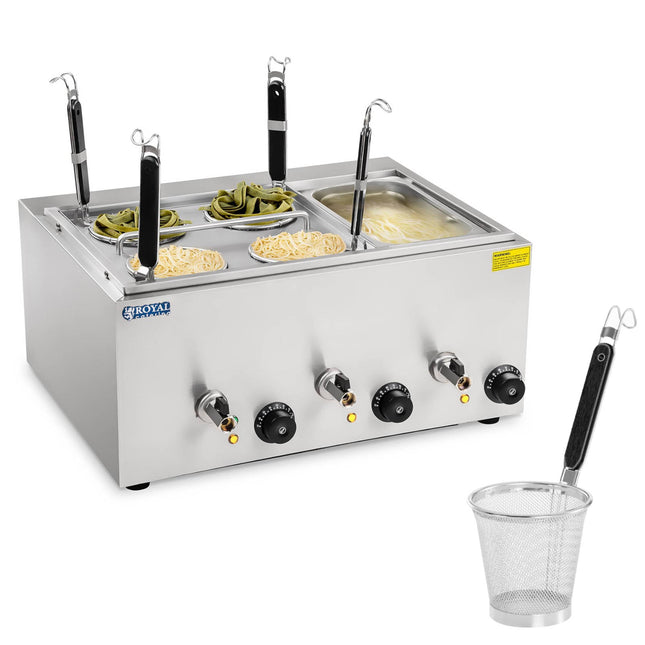 Pasta and bemaranian pasta pots with 3 chambers with taps