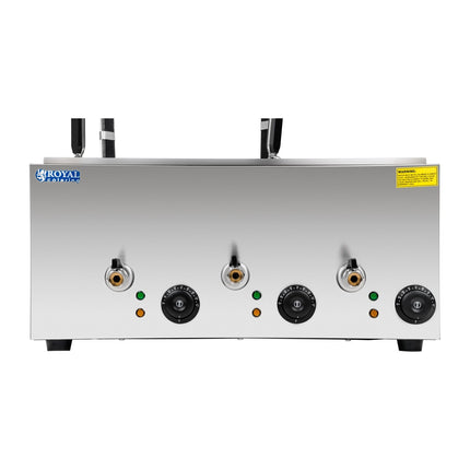 Pasta and pierogi cooker with 3 chambers with taps