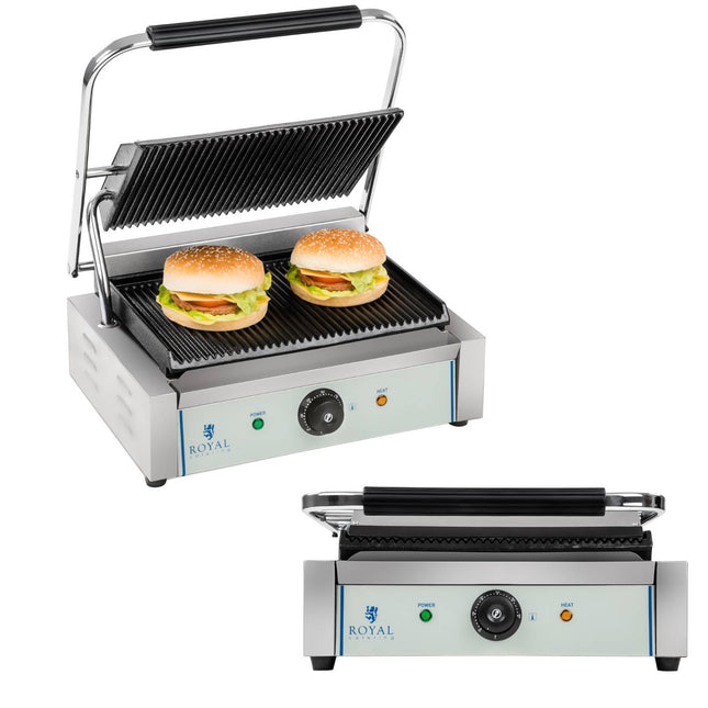 Contact Grill for double-sided ribbed PANINI