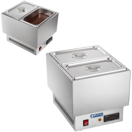 Royal Catering Warmer for chocolate and sauces, dry bain marie + 2 GN with lids