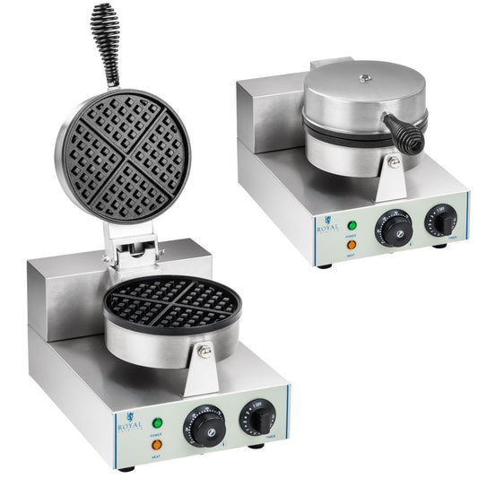 Royal Catering Waffle iron round single TEFLON waffle with a diameter of 18,5cm