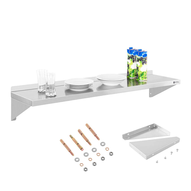 Royal Catering Wall shelf hanging stainless steel single 120cm 35 kg