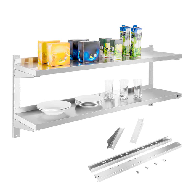 Wall shelf double-hanging steel with 140cm adjustment