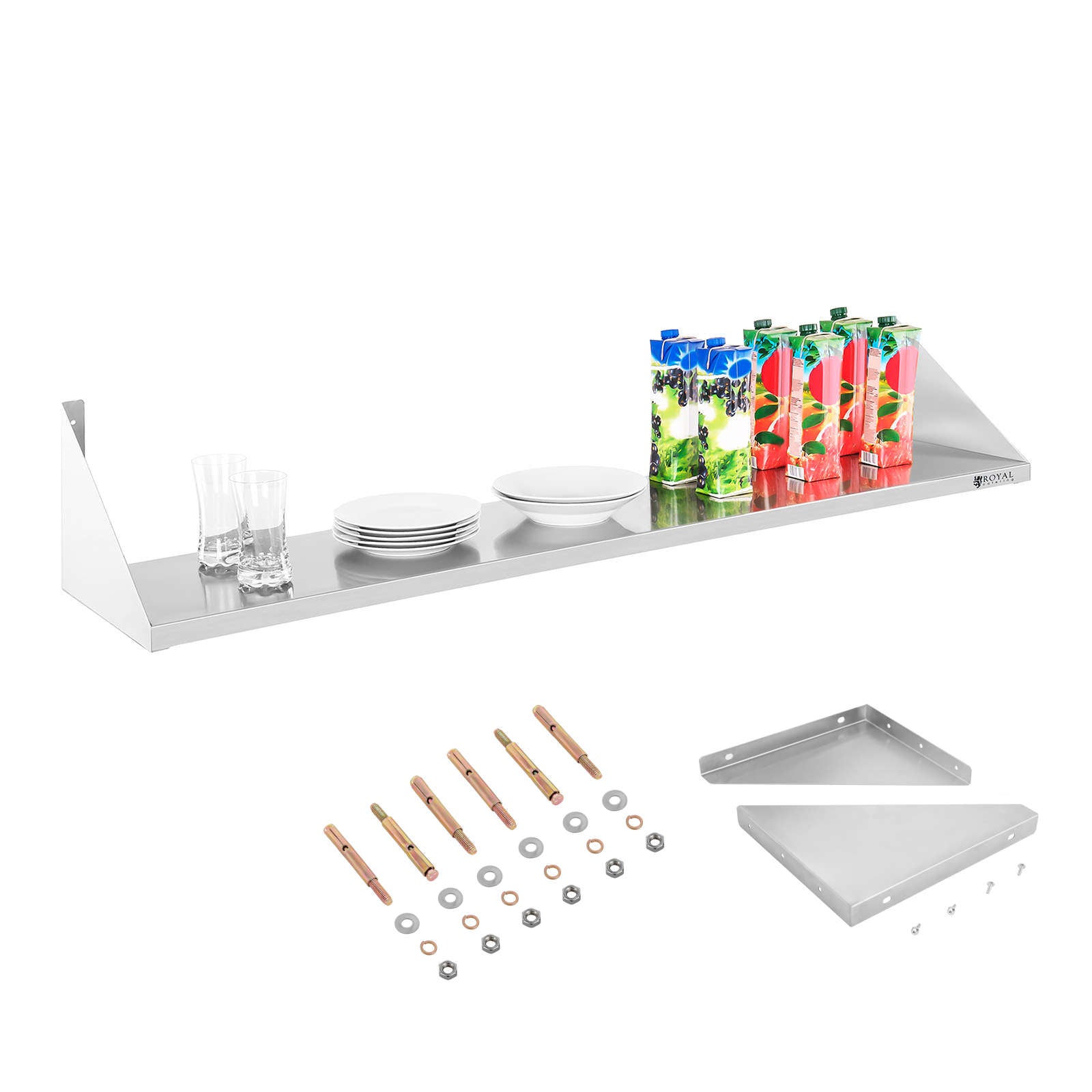 Royal Catering Single hanging wall shelf, stainless steel, 90 cm – image 9