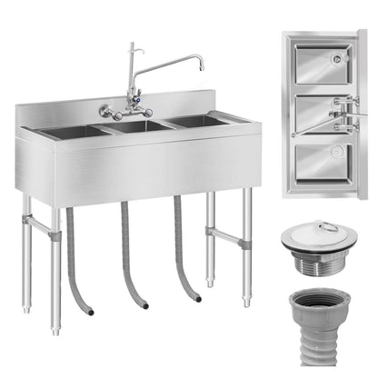Royal Catering Stainless steel catering sink, 3-bowl pool, 100x50cm