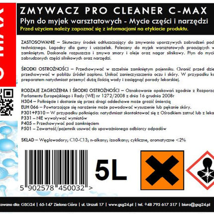 Liquid dishwasher for parts and tools for PRO CLEANER workshop wash C-MAX 5L