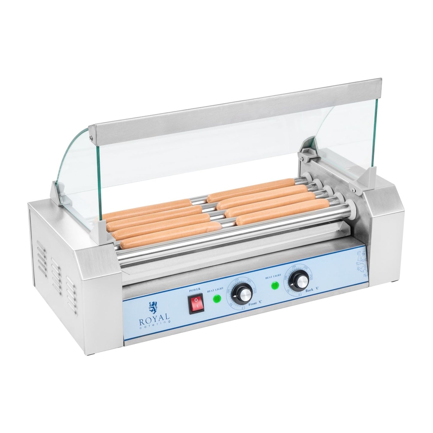 Royal Catering Roller grill with cover, roller grill, sausage warmer, 5 rolls – image 2