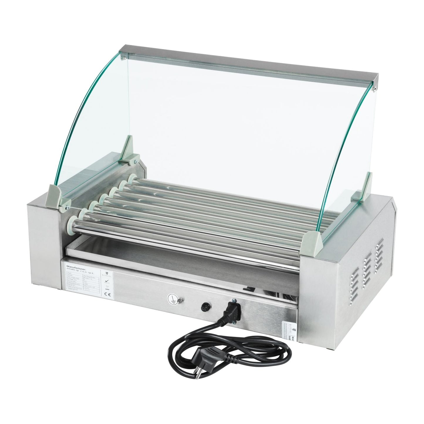 Royal Catering Roller grill with cover, roller grill, sausage warmer, 7 rolls – image 4