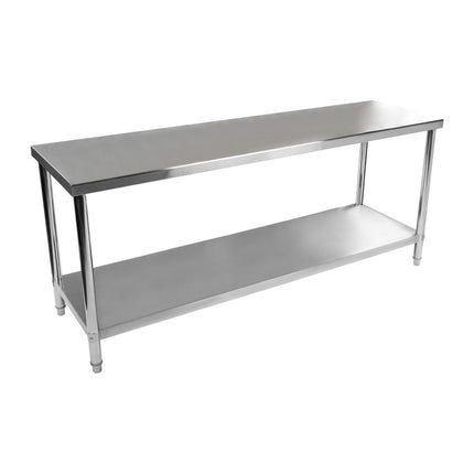 Table kitchen worktop stainless steel bottom shelf 200x60cm