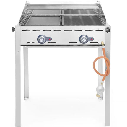 Gas grill "Green Fire" 2 burners 11.6kW with cover and shelf - Hendi 1495008