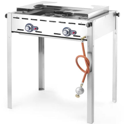 Gas grill "Green Fire" 2 burners 11.6kW with cover and shelf - Hendi 1495008