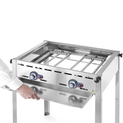 Gas grill "Green Fire" 2 burners 11.6kW with cover and shelf - Hendi 1495008