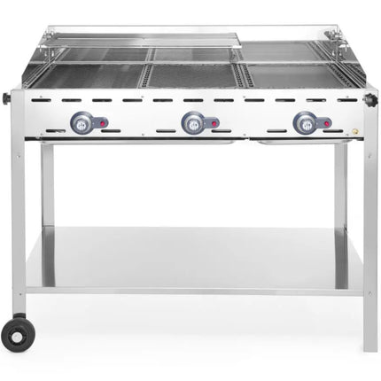 Gas grill "Green Fire" 3 burners 17,4kW with cover and shelf - Hendi 149591