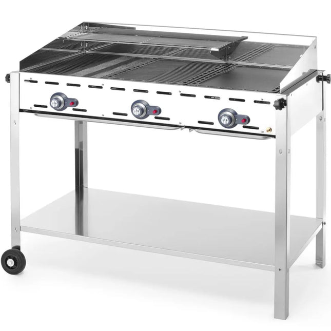 Gas grill "Green Fire" 3 burners 17,4kW with cover and shelf - Hendi 149591
