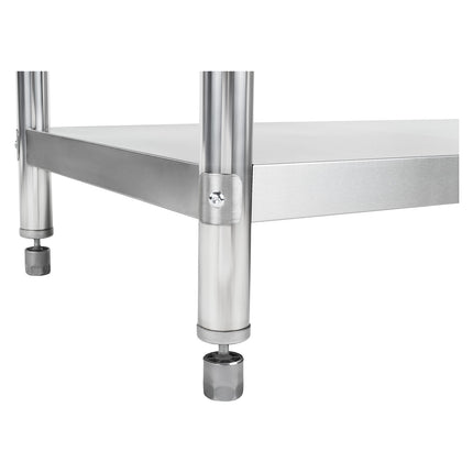 Kitchen table worktop stainless steel with a front and bottom shelf 180x60cm