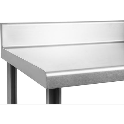 Kitchen table worktop stainless steel with a front and bottom shelf 180x60cm