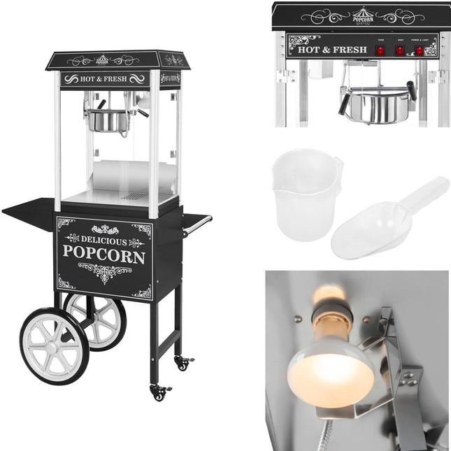 Royal Catering Professional powerful mobile popcorn machine for 230V 1.6kW wheelchair black