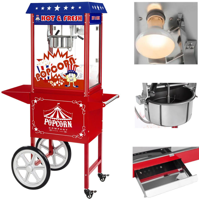 Mobile Popcorn Machine with Wheelchair TEFLON 1600W